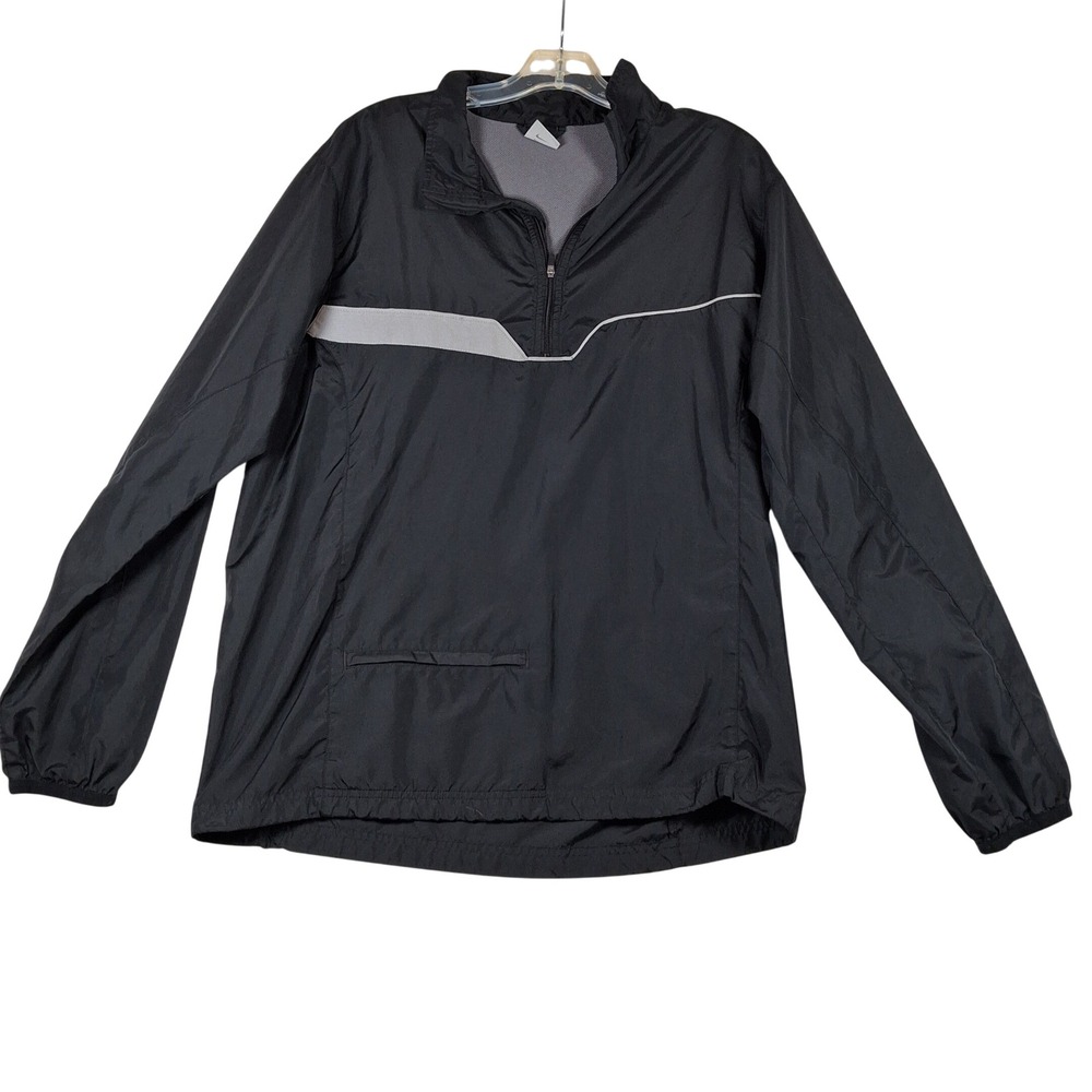 Nike Mens Large Black Grey Quarter Zip Pullover Windbreaker Running Jacket